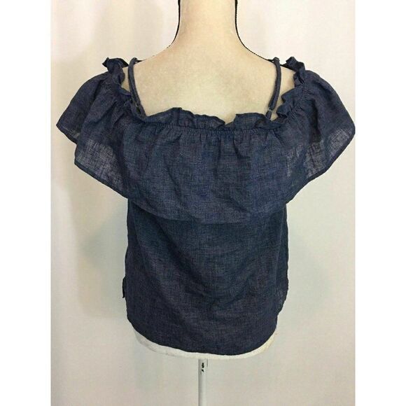 Splendid Womens Solid Navy Blue Jean Print Short Sleeve Tank Top Small - Picture 4 of 7